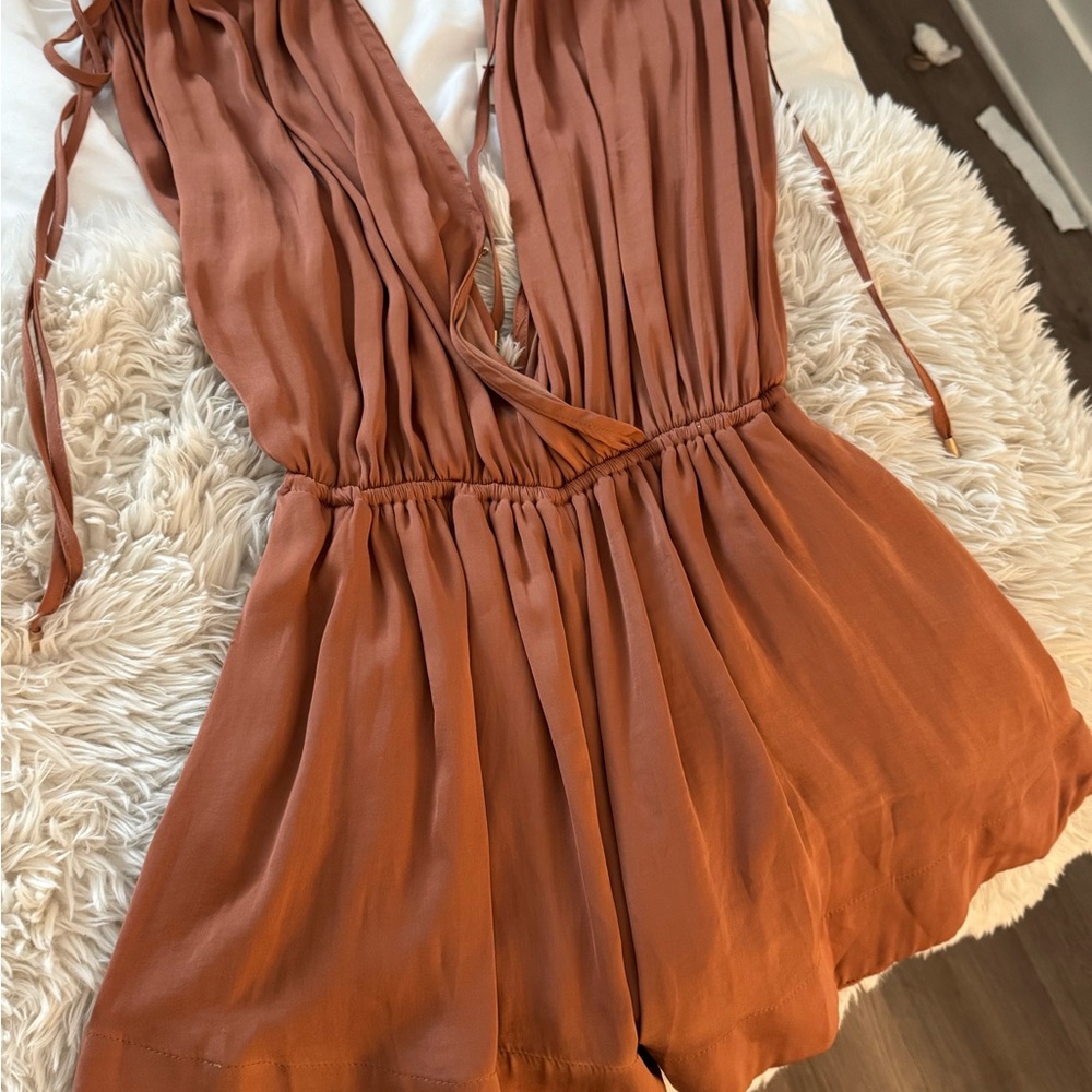 Rust Orange Sleeveless Romper
